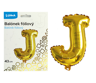 Balónek foliový  \"J\" ZLATÝ LUMA