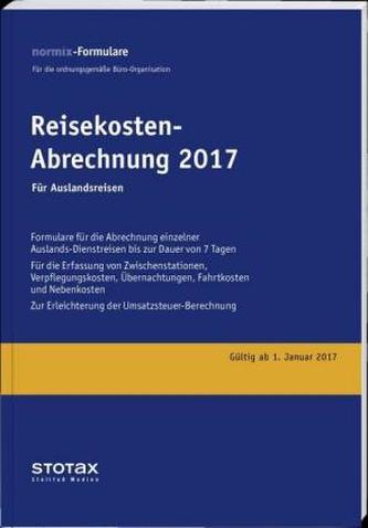 Reisekosten-Abrechnungen 2017, Auslandsreisen, Formularblock