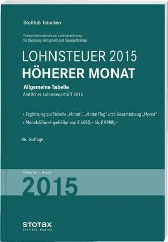 Lohnsteuer 2015 Höherer Monat - Sonderausgabe Dezember
