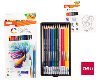 Pastelky DELI aquarelové 12 barev Color Emotion EC00700