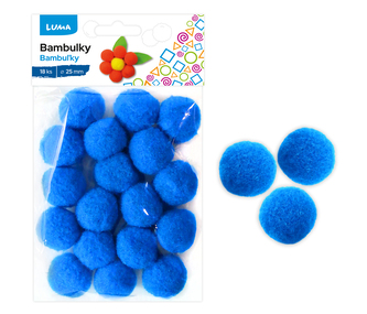 Bambulky modré, 18ks 25mm LUMA