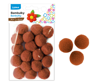 Bambulky hnědé, 18ks 25mm LUMA