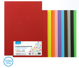 Kreslící karton barevný A3/220g mix, 50ks LUMA
