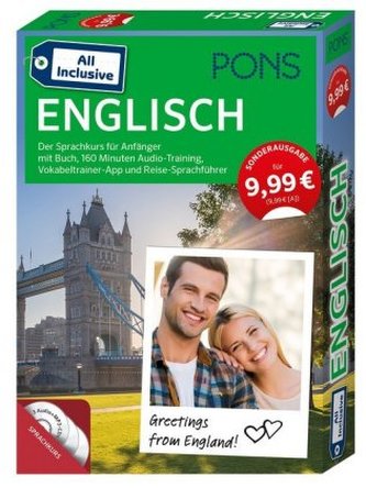 PONS All inclusive Englisch, Kursbuch, 3 Audio+MP3-CDs, Vokabeltrainer-App und Reise-Sprachführer
