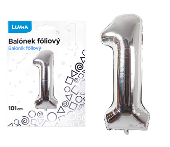 Foliová číslice - stříbrná 1