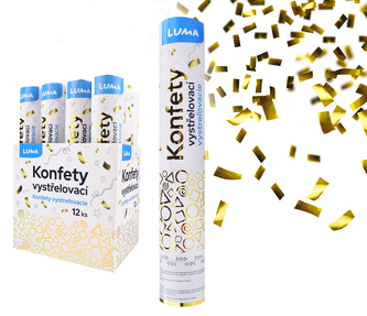 Konfety vystřelovací 30cm fóliové zlaté LUMA