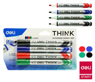 Popisovač DELI EU00101/4 sada kulatý stíratelný (8559)