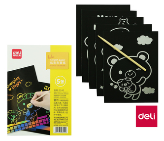 Obrázek vyškrabávací duhový efekt 5ks DELI 3240