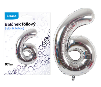 Foliová číslice - stříbrná 6