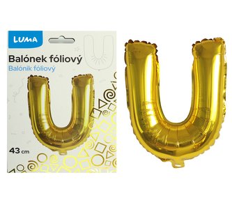 Balónek foliový  \"U\" ZLATÝ LUMA