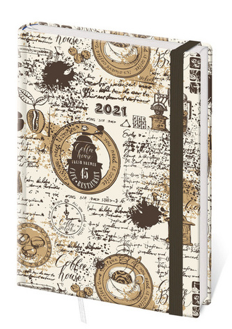 Diář 2021 B6 LYRA týdenní s gumičkou L399 Coffee