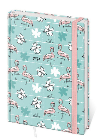 Diář 2021 A6 LYRA týdenní s gumičkou L380 Flamingo