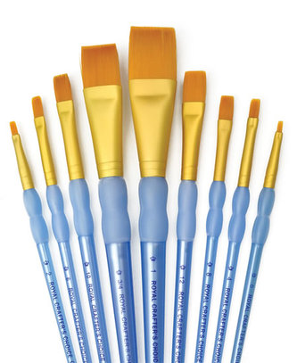 Royal & Langnickel Sada štětců GOLD TAKLON, 9ks (ploché č.0,2,4,6,8,10,12, 3/4, 1)