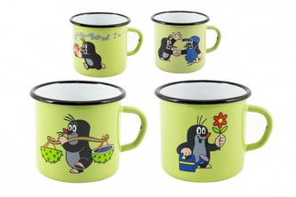 Hrnek Hrníček dekor Krtek s jedním uchem smalt 8x8 cm mix druhů, 0,37 l, zelený