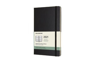 Moleskine Vertikální týdenní diář 2021 tvrdý černý L
