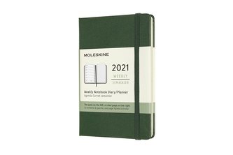 Moleskine Plánovací zápisník 2021 tvrdý zelený S