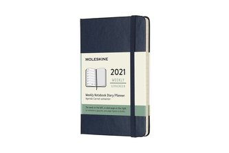 Moleskine Plánovací zápisník 2021 tvrdý modrý S
