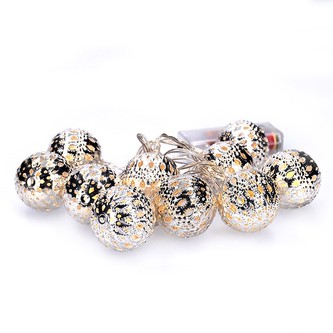 LED řetěz vánoční koule stříbrné, 10LED řetěz, 1m, 2x AA, IP20