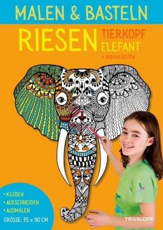 Malen & Basteln. RIESEN Tierkopf Elefant