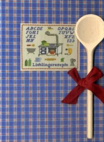 Lieblingsrezepte (blau), m. Holzlöffel