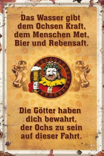 Blechschild 'Ochs und Mensch''