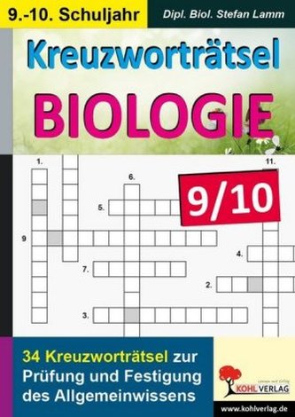 Kreuzworträtsel Biologie, 9.-10. Schuljahr