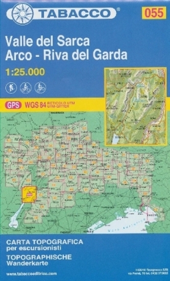 Tabacco topographische Wanderkarte Valle del Sarca, Arco, Riva del Garda