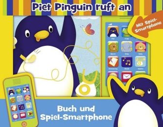 Piet Pinguin ruft an, m. Spiel-Smartphone m. Soundeffekten