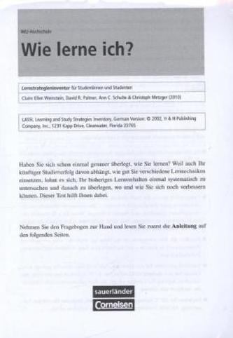 Wie lerne ich? Lernstrategien-Inventar für Studentinnen und Studenten
