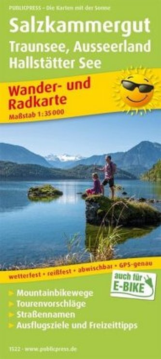 PublicPress Wander- und Radkarte Salzkammergut, Traunsee, Ausseerland, Hallstätter See