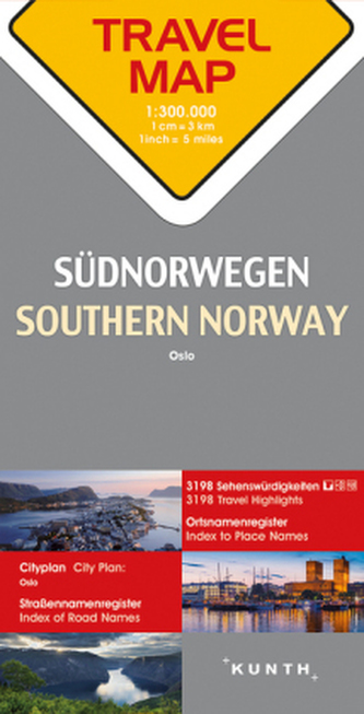 Travelmap Reisekarte Südnorwegen / Southern Norway 1:300.000. Sor Norge. Norvège du Sud