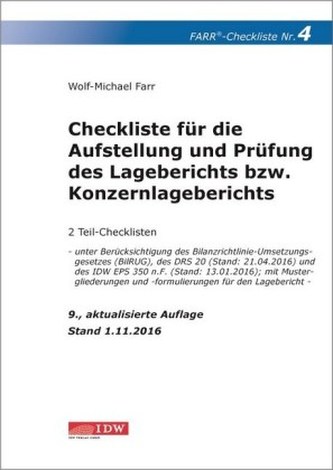 Checkliste für die Aufstellung und Prüfung des Lageberichts bzw. Konzernlageberichts