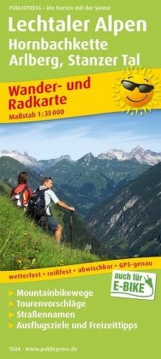 PublicPress Wander- und Radkarte Lechtaler Alpen, Hornbachkette, Arlberg, Stanzer Tal