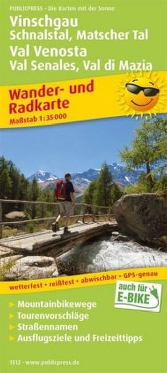 PublicPress Rad- und Wanderkarte Vinschgau, Schnalstal, Matscher Tal / Val Venosta, Val Senales, Val di Mazia
