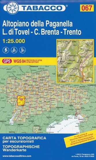 Tabacco topographische Wanderkarte Altopiano della Paganella
