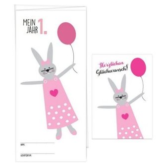 Babykalender Mein erstes Jahr für Mädchen, inkl. passender Glückwunschkarte