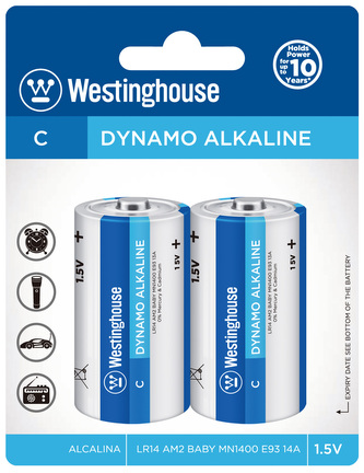 Baterie alkalická Westinghouse C/LR14 1,5V Dynamo alkalická, blistr 2ks