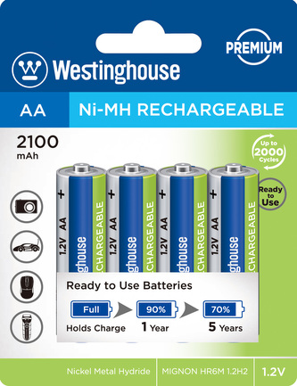 Akumulátor Westinghouse PREMIUM AA NiMH 2100mAh 1,2V, blistr 4ks