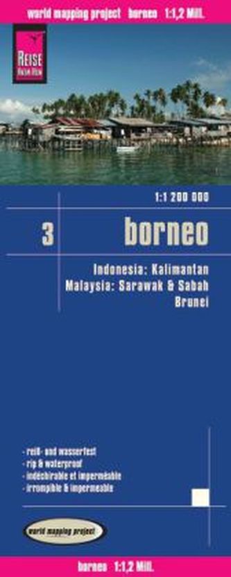 World Mapping Project Borneo Reise Know-How Landkarte Borneo (1:1.200.000): Kalimantan, Sabah & Sarawak, Brunei - Indonesien 3