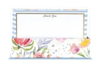 Flat Notes: Floral Stripe - Briefkarten mit Kuverts für vielfältige Anlässe: geblümt-gestreift