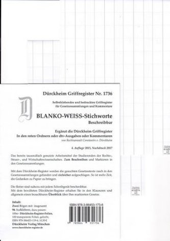 BLANKO WEISS-GROSS Dürckheim-Markieraufkleber Nr. 1736