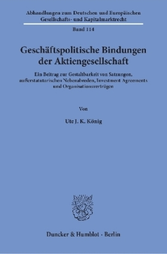 Geschäftspolitische Bindungen der Aktiengesellschaft.