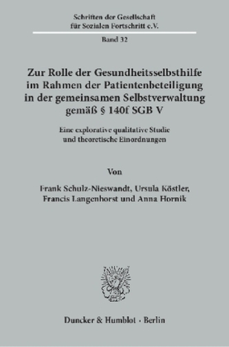 Zur Rolle der Gesundheitsselbsthilfe im Rahmen der Patientenbeteiligung in der gemeinsamen Selbstverwaltung gemäß 140f SGB V. Zur Rolle der Gesundheitsselbsthilfe im Rahmen der Patientenbeteiligung in der gemeinsamen Selbstverwaltung gemäß 140f SGB V.