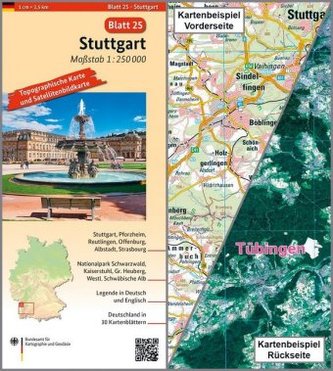 Topographische Karte und Satellitenbildkarte Stuttgart - - Megaknihy.cz