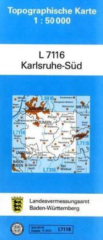 Topographische Karte Baden-Württemberg, Zivilmilitärische Ausgabe - Karlsruhe-Süd Topographische Karte Baden-Württemberg, Zivilmilitärische Ausgabe - Karlsruhe-Süd