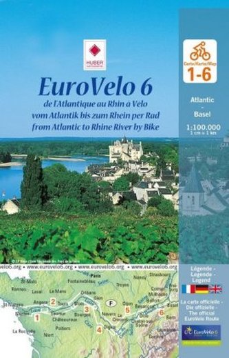 EuroVelo 6 (Atlantic - Basel) 1:100 000