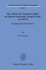 Das Recht auf Vergessenwerden im Internet nach dem Google-Urteil des EuGH.