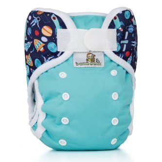 Svrchní kalhotky Duo Bamboolik (Suchý zip) Azurová + Vesmír