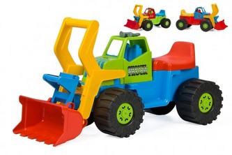 Bagr nakladač plast 74cm mix barev v sáčku 74x32x40cm 24m+