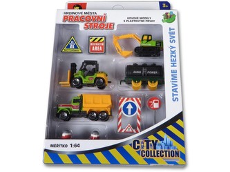 Sestava pracovní stroje - stavební s auty